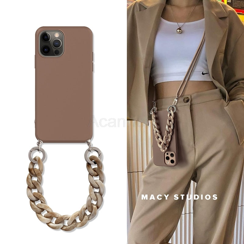 Marble Crossbody Lanyard Bracelet Necklace Chain Case For iphone 12 11 mini xs xr x pro max 5s se 7 8 6 plus Soft Tpu Back Cover freeshipping - Best iPhone Cases Accessories