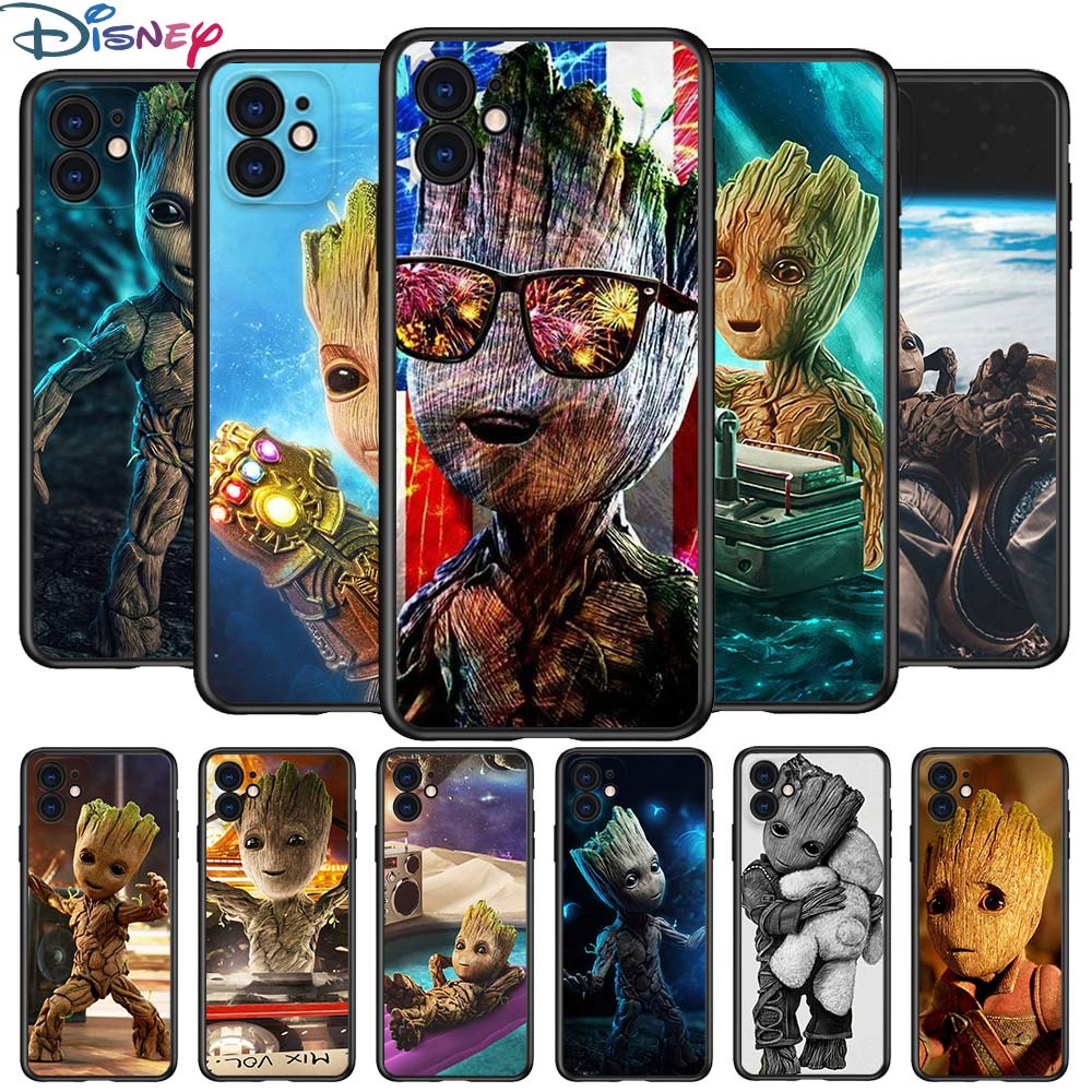 Groot Marvel Avengers for Apple iPhone 12 Pro Max Mini 11 Pro XS Max X XR 6S 6 7 8 Plus 5S SE2020 Soft Black Phone Case freeshipping - Best iPhone Cases Accessories