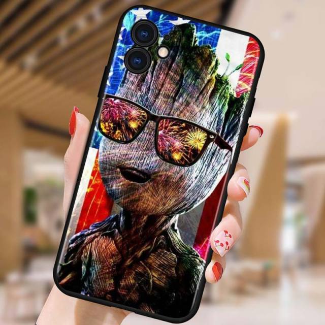 Groot Marvel Avengers for Apple iPhone 12 Pro Max Mini 11 Pro XS Max X XR 6S 6 7 8 Plus 5S SE2020 Soft Black Phone Case freeshipping - Best iPhone Cases Accessories