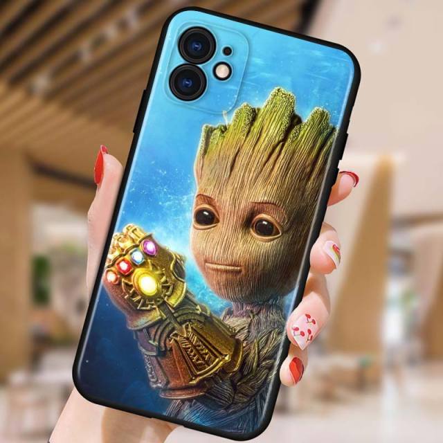 Groot Marvel Avengers for Apple iPhone 12 Pro Max Mini 11 Pro XS Max X XR 6S 6 7 8 Plus 5S SE2020 Soft Black Phone Case freeshipping - Best iPhone Cases Accessories