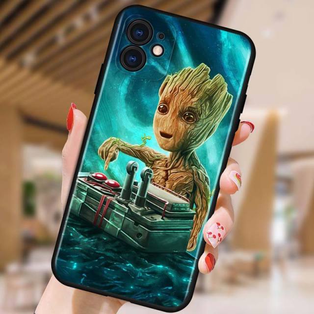 Groot Marvel Avengers for Apple iPhone 12 Pro Max Mini 11 Pro XS Max X XR 6S 6 7 8 Plus 5S SE2020 Soft Black Phone Case freeshipping - Best iPhone Cases Accessories