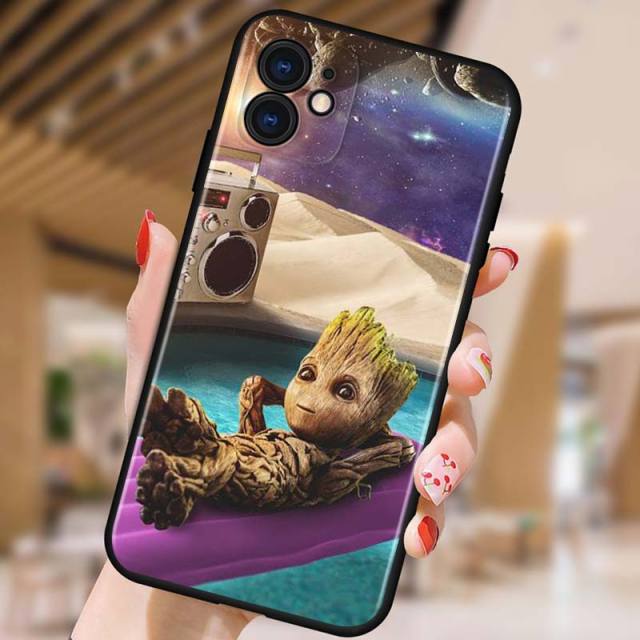 Groot Marvel Avengers for Apple iPhone 12 Pro Max Mini 11 Pro XS Max X XR 6S 6 7 8 Plus 5S SE2020 Soft Black Phone Case freeshipping - Best iPhone Cases Accessories