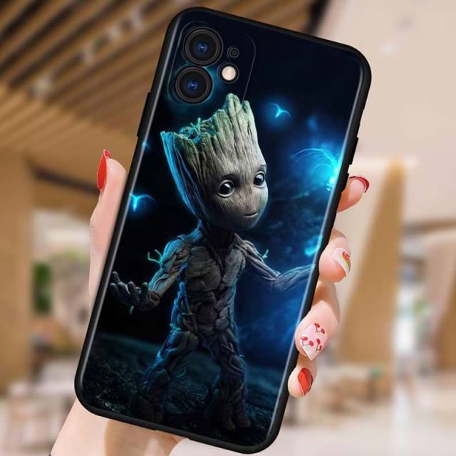 Groot Marvel Avengers for Apple iPhone 12 Pro Max Mini 11 Pro XS Max X XR 6S 6 7 8 Plus 5S SE2020 Soft Black Phone Case freeshipping - Best iPhone Cases Accessories