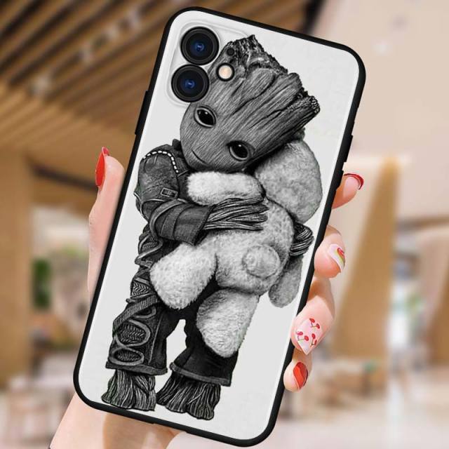 Groot Marvel Avengers for Apple iPhone 12 Pro Max Mini 11 Pro XS Max X XR 6S 6 7 8 Plus 5S SE2020 Soft Black Phone Case freeshipping - Best iPhone Cases Accessories