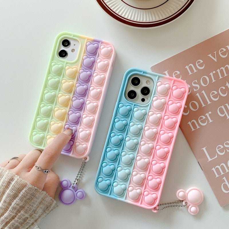 Bubble Push Bear Case Soft Shockproof Back Cover iPhone 12 and below freeshipping - Best iPhone Cases Accessories