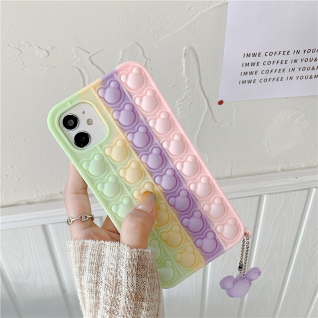 Bubble Push Bear Case Soft Shockproof Back Cover iPhone 12 and below freeshipping - Best iPhone Cases Accessories