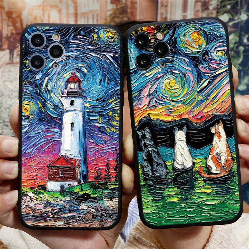Oil Painting Art 3D Emboss Case For iPhone freeshipping - Best iPhone Cases Accessories