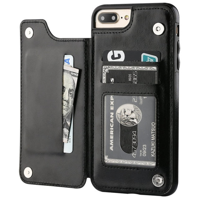 Luxury Slim Fit Premium Leather Cover For iPhone with Wallet Card Slots Shockproof Flip Case freeshipping - Best iPhone Cases Accessories