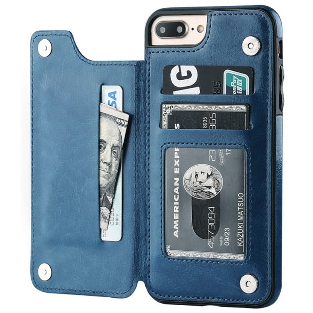 Luxury Slim Fit Premium Leather Cover For iPhone with Wallet Card Slots Shockproof Flip Case freeshipping - Best iPhone Cases Accessories