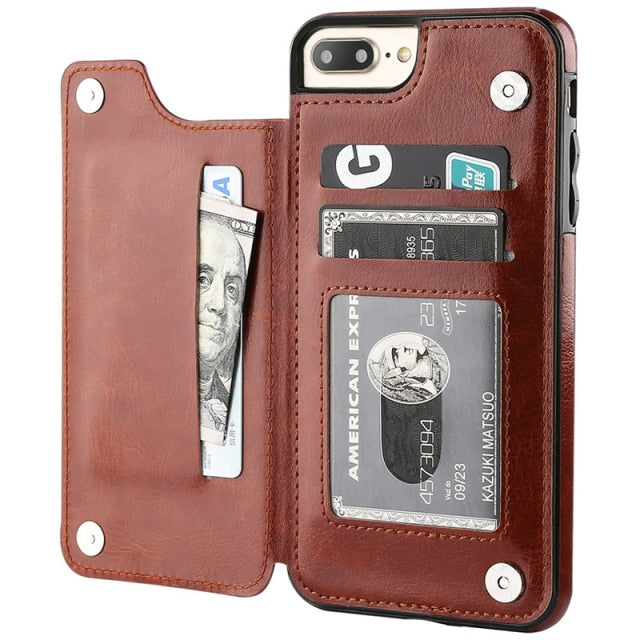 Luxury Slim Fit Premium Leather Cover For iPhone with Wallet Card Slots Shockproof Flip Case freeshipping - Best iPhone Cases Accessories