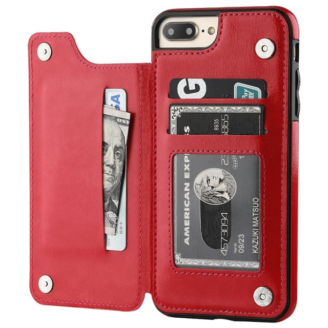 Luxury Slim Fit Premium Leather Cover For iPhone with Wallet Card Slots Shockproof Flip Case freeshipping - Best iPhone Cases Accessories