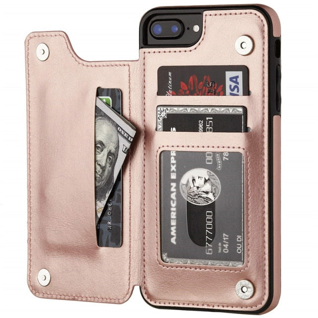 Luxury Slim Fit Premium Leather Cover For iPhone with Wallet Card Slots Shockproof Flip Case freeshipping - Best iPhone Cases Accessories