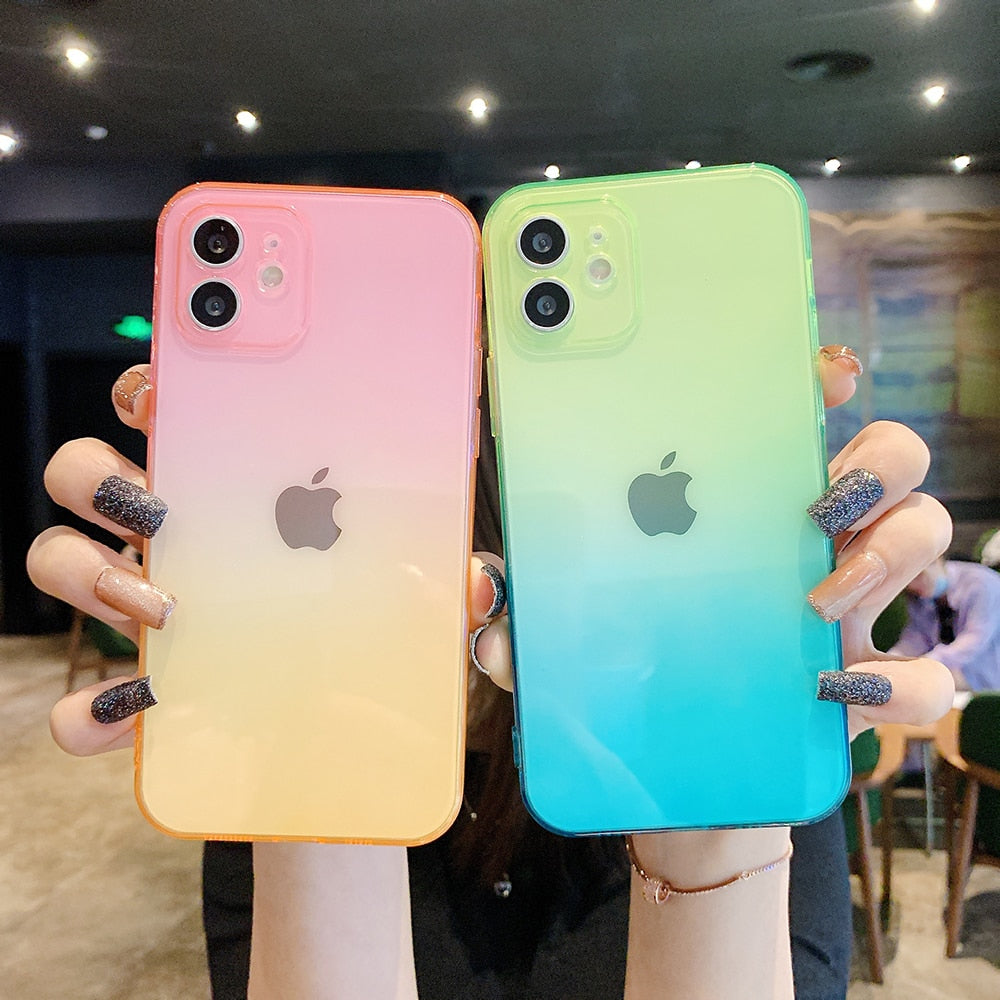 Gradient Silicone Soft Case For iPhone 11 12 Mini Pro Xs Max X Xr Ultra Thin Clear Case For iPhone Se 2020 7 8 6s 6 Plus Cover freeshipping - Best iPhone Cases Accessories
