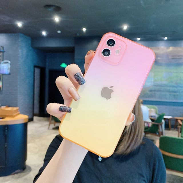 Gradient Silicone Soft Case For iPhone 11 12 Mini Pro Xs Max X Xr Ultra Thin Clear Case For iPhone Se 2020 7 8 6s 6 Plus Cover freeshipping - Best iPhone Cases Accessories