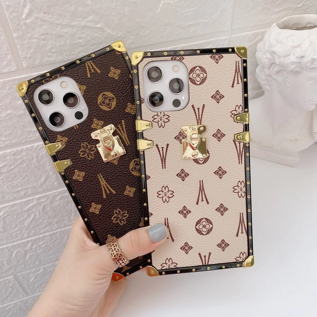 Fashion Square Leather Phone Case For iPhone 11 12 Pro Max 13 XS MAX XR 7 8 Plus SE Luxury Geometric cover For Samsung S20 Coque freeshipping - Best iPhone Cases Accessories