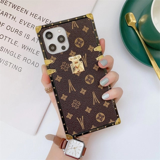 Fashion Square Leather Phone Case For iPhone 11 12 Pro Max 13 XS MAX XR 7 8 Plus SE Luxury Geometric cover For Samsung S20 Coque freeshipping - Best iPhone Cases Accessories