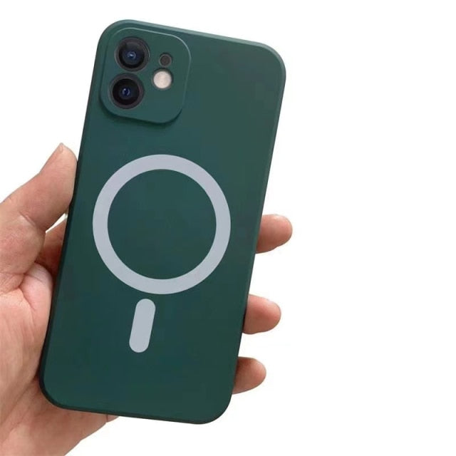 Liquid Silicone Magnetic Case for iPhone 12 Pro Max 11Pro X Xs Xr 7 8 Plus 13 Mini Wireless Charger Magsafing Magnet Back Cover freeshipping - Best iPhone Cases Accessories