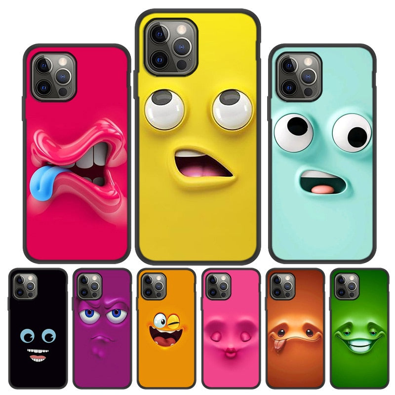 Case For iPhone 11 Case Funny Face Phone Case On iPhone 12 Pro Max 13 7 8 Plus XR XS X SE 2020 6S 6 5S iPhone12 Mini Soft Covers freeshipping - Best iPhone Cases Accessories