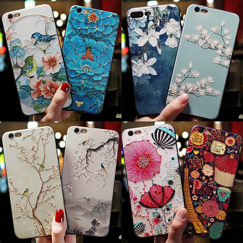 Relief Flower 3D Emboss Silicone Cases For iPhone 13 12 11 Pro X XS XR Max Mini SE 2020 7 8 6 6S Plus 5 5S SE Back Covers Fundas freeshipping - Best iPhone Cases Accessories