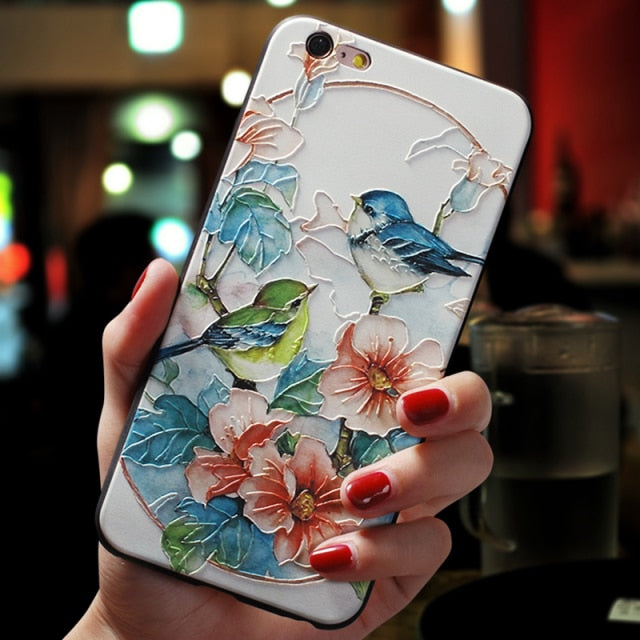 Relief Flower 3D Emboss Silicone Cases For iPhone 13 12 11 Pro X XS XR Max Mini SE 2020 7 8 6 6S Plus 5 5S SE Back Covers Fundas freeshipping - Best iPhone Cases Accessories