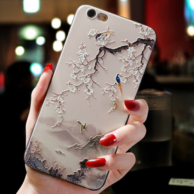 Relief Flower 3D Emboss Silicone Cases For iPhone 13 12 11 Pro X XS XR Max Mini SE 2020 7 8 6 6S Plus 5 5S SE Back Covers Fundas freeshipping - Best iPhone Cases Accessories