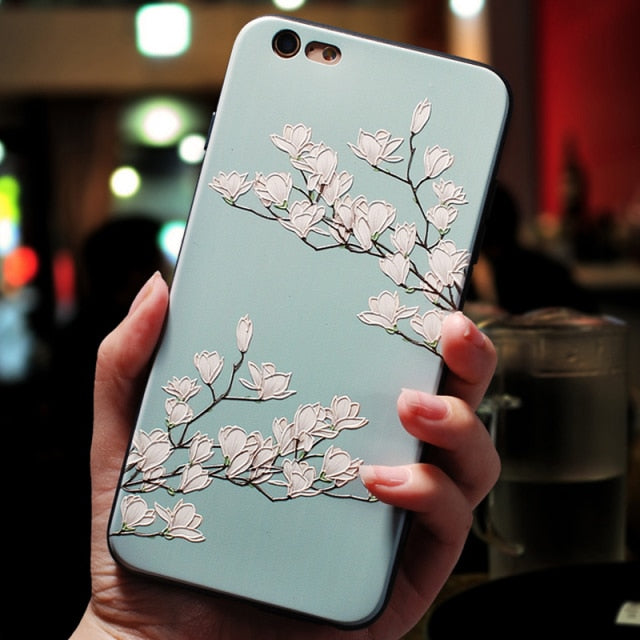 Relief Flower 3D Emboss Silicone Cases For iPhone 13 12 11 Pro X XS XR Max Mini SE 2020 7 8 6 6S Plus 5 5S SE Back Covers Fundas freeshipping - Best iPhone Cases Accessories