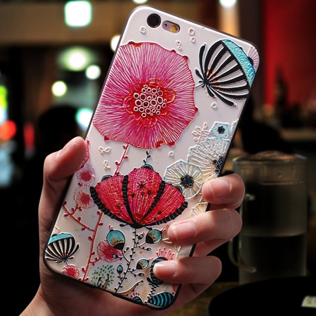 Relief Flower 3D Emboss Silicone Cases For iPhone 13 12 11 Pro X XS XR Max Mini SE 2020 7 8 6 6S Plus 5 5S SE Back Covers Fundas freeshipping - Best iPhone Cases Accessories