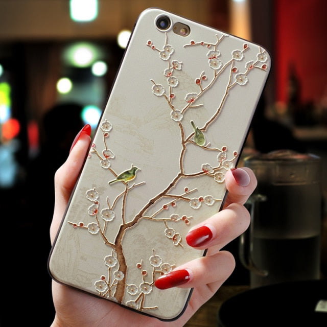 Relief Flower 3D Emboss Silicone Cases For iPhone 13 12 11 Pro X XS XR Max Mini SE 2020 7 8 6 6S Plus 5 5S SE Back Covers Fundas freeshipping - Best iPhone Cases Accessories