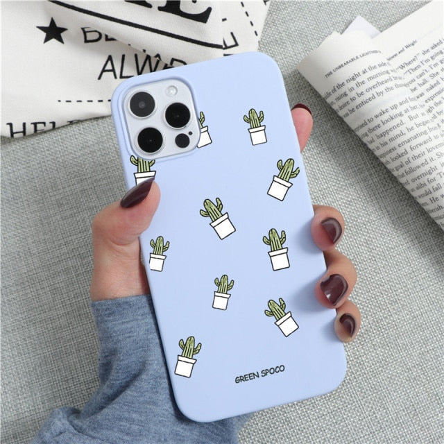 Soft TPU Phone Case For iPhone 13 12 Pro mini XS Max XR 7 8 6 6S Plus SE 2 Cactus Flower Cover For iPhone 11 Pro Shell Fundas freeshipping - Best iPhone Cases Accessories