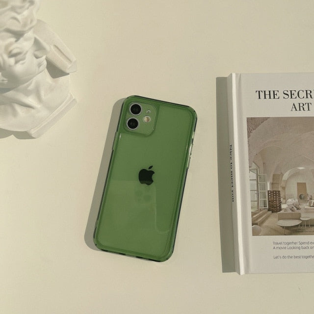 Retro Colorful Brown Green Black Trasparent Phone Case For iPhone 13 12 11 Pro Max XR X XS Max 8 7Plus SE Clear Soft TPU Cover freeshipping - Best iPhone Cases Accessories