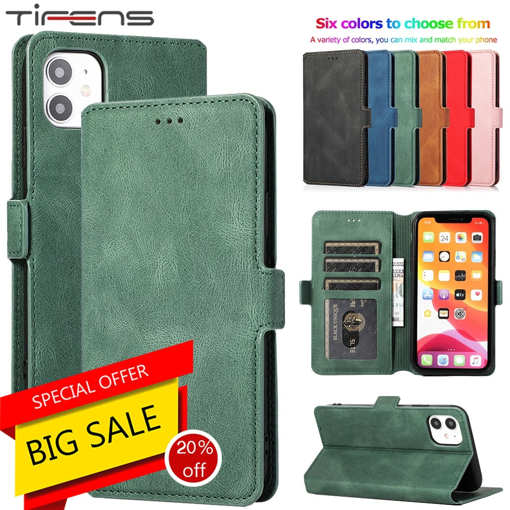 Leather Flip Wallet Case For iPhone 12 13 Mini 11 Pro XS MAX X XR 8 7 6s 6 Plus 5 5s SE 2020 Card Stand Slot Phone Cover Coque freeshipping - Best iPhone Cases Accessories