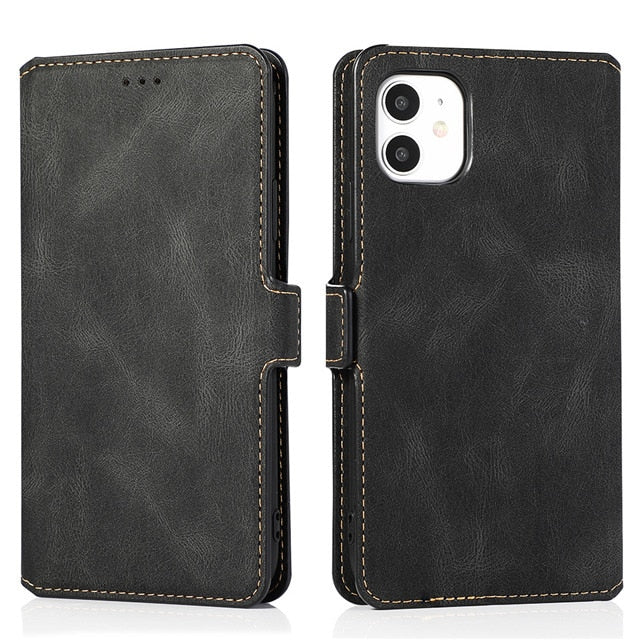 Leather Flip Wallet Case For iPhone 12 13 Mini 11 Pro XS MAX X XR 8 7 6s 6 Plus 5 5s SE 2020 Card Stand Slot Phone Cover Coque freeshipping - Best iPhone Cases Accessories