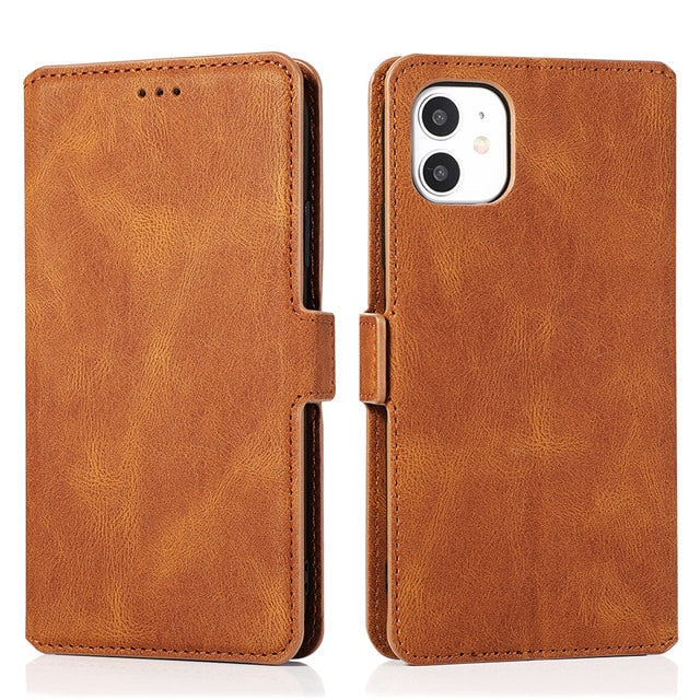 Leather Flip Wallet Case For iPhone 12 13 Mini 11 Pro XS MAX X XR 8 7 6s 6 Plus 5 5s SE 2020 Card Stand Slot Phone Cover Coque freeshipping - Best iPhone Cases Accessories