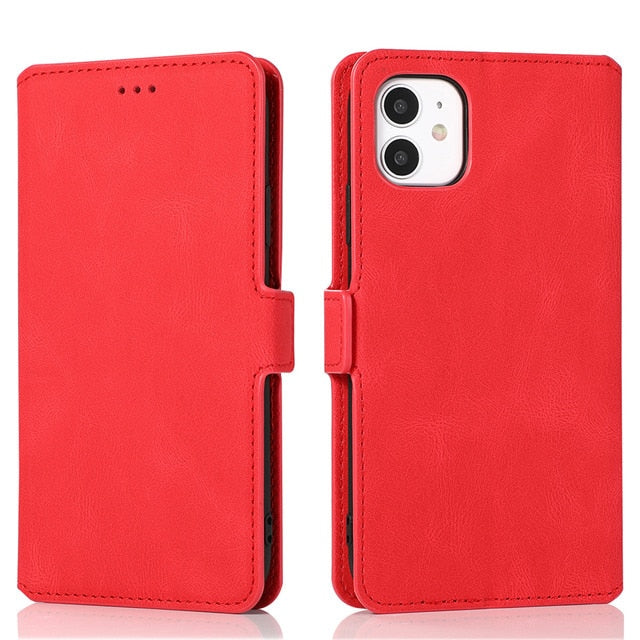 Leather Flip Wallet Case For iPhone 12 13 Mini 11 Pro XS MAX X XR 8 7 6s 6 Plus 5 5s SE 2020 Card Stand Slot Phone Cover Coque freeshipping - Best iPhone Cases Accessories