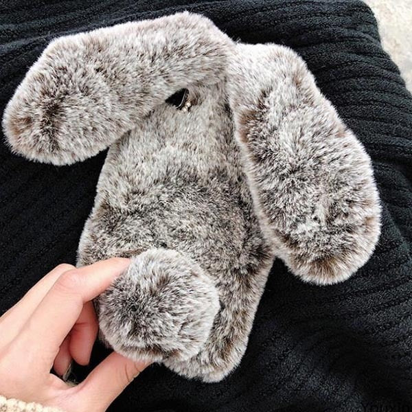 SUYACS Cute Hairy Rabbit Animal Phone Case For iPhone 13 Pro Max 12 Mini 11 Pro Max X XS MAX XR 7 8 Plus Soft Plush Phone Cover freeshipping - Best iPhone Cases Accessories