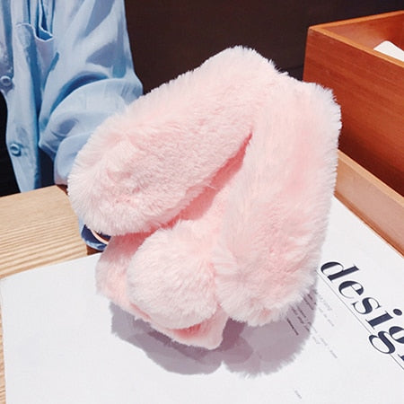 SUYACS Cute Hairy Rabbit Animal Phone Case For iPhone 13 Pro Max 12 Mini 11 Pro Max X XS MAX XR 7 8 Plus Soft Plush Phone Cover freeshipping - Best iPhone Cases Accessories