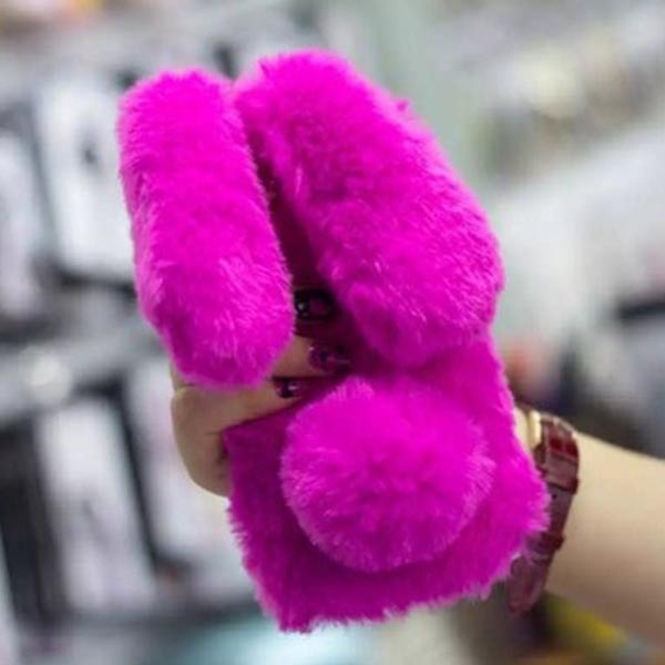 SUYACS Cute Hairy Rabbit Animal Phone Case For iPhone 13 Pro Max 12 Mini 11 Pro Max X XS MAX XR 7 8 Plus Soft Plush Phone Cover freeshipping - Best iPhone Cases Accessories