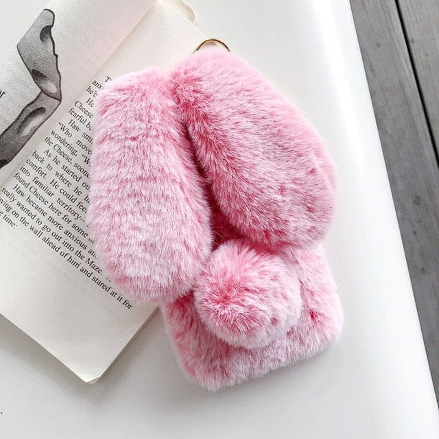 SUYACS Cute Hairy Rabbit Animal Phone Case For iPhone 13 Pro Max 12 Mini 11 Pro Max X XS MAX XR 7 8 Plus Soft Plush Phone Cover freeshipping - Best iPhone Cases Accessories