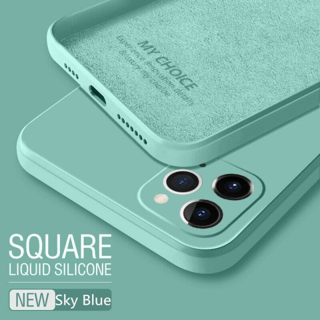 Luxury Original Square Liquid Silicone Phone Case For iPhone 12 13 11 Pro Max Mini XS X XR 7 8 Plus SE 2 Thin Soft Candy Cover freeshipping - Best iPhone Cases Accessories