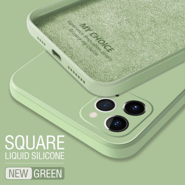 Luxury Original Square Liquid Silicone Phone Case For iPhone 12 13 11 Pro Max Mini XS X XR 7 8 Plus SE 2 Thin Soft Candy Cover freeshipping - Best iPhone Cases Accessories