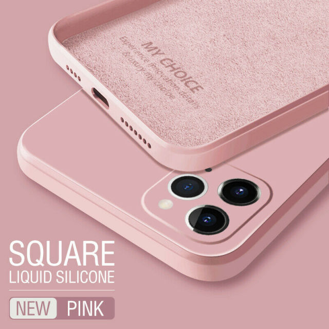 Luxury Original Square Liquid Silicone Phone Case For iPhone 12 13 11 Pro Max Mini XS X XR 7 8 Plus SE 2 Thin Soft Candy Cover freeshipping - Best iPhone Cases Accessories