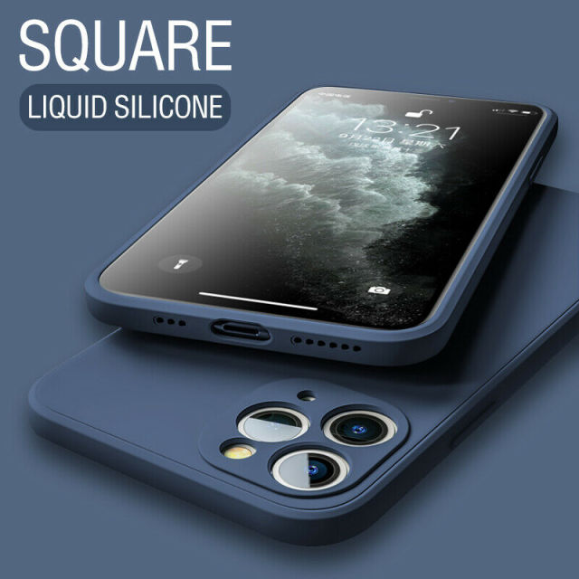 Luxury Original Square Liquid Silicone Phone Case For iPhone 12 13 11 Pro Max Mini XS X XR 7 8 Plus SE 2 Thin Soft Candy Cover freeshipping - Best iPhone Cases Accessories