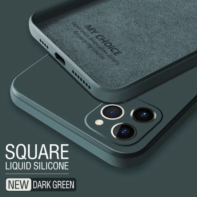 Luxury Original Square Liquid Silicone Phone Case For iPhone 12 13 11 Pro Max Mini XS X XR 7 8 Plus SE 2 Thin Soft Candy Cover freeshipping - Best iPhone Cases Accessories