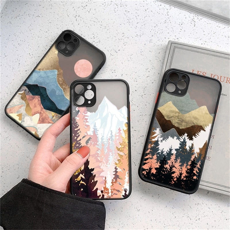 Fashion Landscape Painting Case For iPhone 11 Pro Max XS Max XR X 13 12 Mini 7 8 Plus SE2020 Matte Bumper Shockproof Clear Cover freeshipping - Best iPhone Cases Accessories