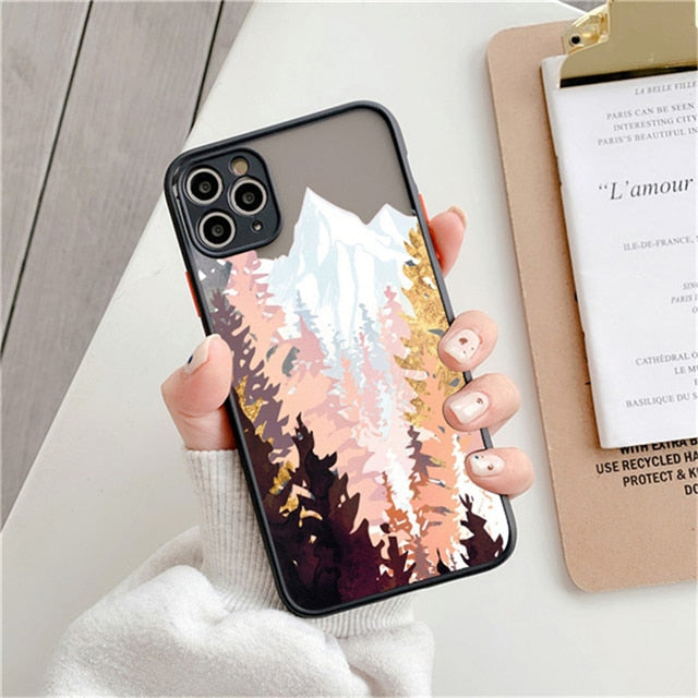 Fashion Landscape Painting Case For iPhone 11 Pro Max XS Max XR X 13 12 Mini 7 8 Plus SE2020 Matte Bumper Shockproof Clear Cover freeshipping - Best iPhone Cases Accessories