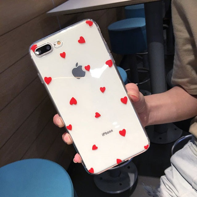 Phone Case For iPhone 13 12 11 6 6s 7 8 Plus X XR 11Pro XS Max Transparent Cute Cartoon Love Heart Soft TPU For iPhone 12 Cover freeshipping - Best iPhone Cases Accessories