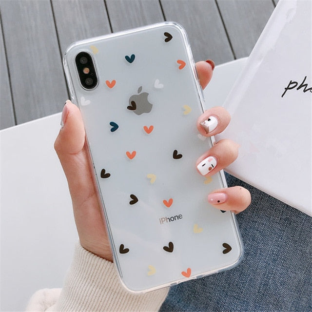 Phone Case For iPhone 13 12 11 6 6s 7 8 Plus X XR 11Pro XS Max Transparent Cute Cartoon Love Heart Soft TPU For iPhone 12 Cover freeshipping - Best iPhone Cases Accessories