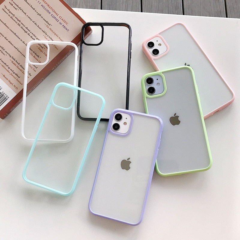 Clear Solid Candy Color Phone Case For iPhone 12 11 Pro Max X XR XS Max 7 8 6 Plus Hard Acrylic Back Cover For iPhone 13 Pro Max freeshipping - Best iPhone Cases Accessories