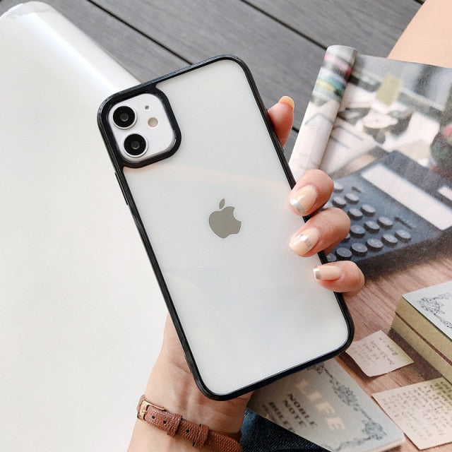 Clear Solid Candy Color Phone Case For iPhone 12 11 Pro Max X XR XS Max 7 8 6 Plus Hard Acrylic Back Cover For iPhone 13 Pro Max freeshipping - Best iPhone Cases Accessories