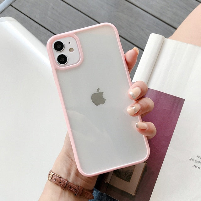 Clear Solid Candy Color Phone Case For iPhone 12 11 Pro Max X XR XS Max 7 8 6 Plus Hard Acrylic Back Cover For iPhone 13 Pro Max freeshipping - Best iPhone Cases Accessories
